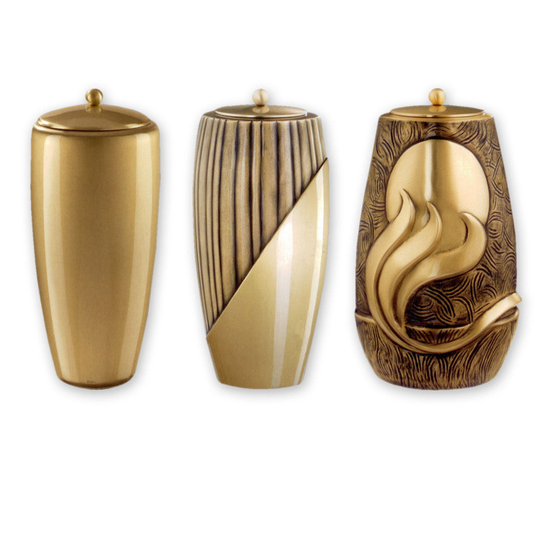 Set Di 4 Mini Urne Per Ceneri Umane Oro Cosmico - Con Scatola In Velluto E Sacchetti - Contenitore Per Resti Cremati