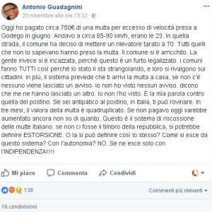consigliere reg Guadagnini_multa_status facebook