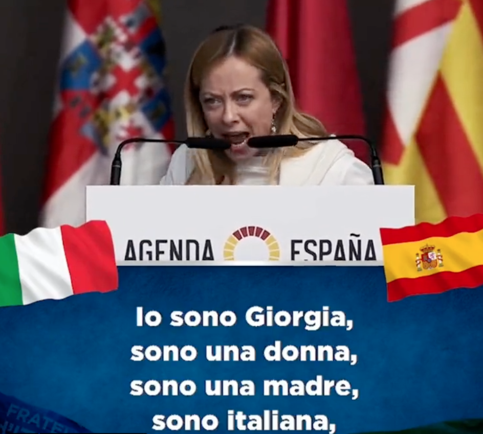 “Yo soy Meloni ripropone il tormentone in spagnolo