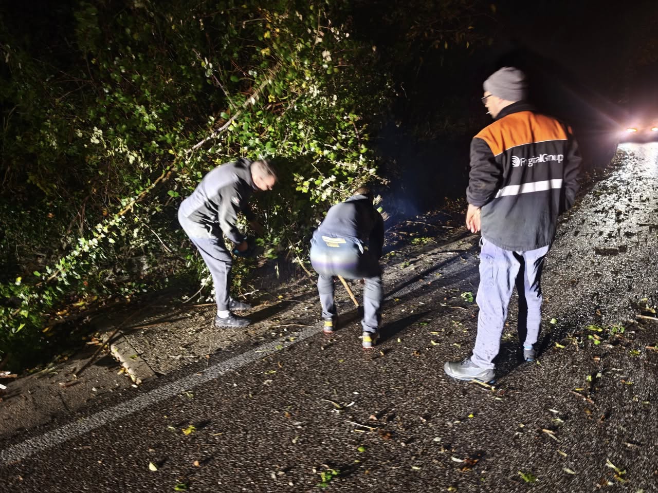 volontari liberano la strada tra Arsiero e Posina